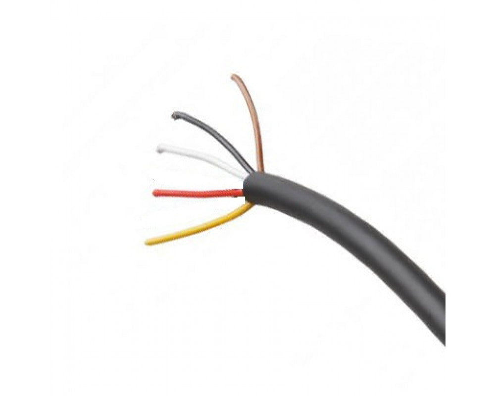 Meer aderige kabel 5x 1.0mm2 50mtr rol, buitenhuls zwart, buiten diameter 7.0mm2