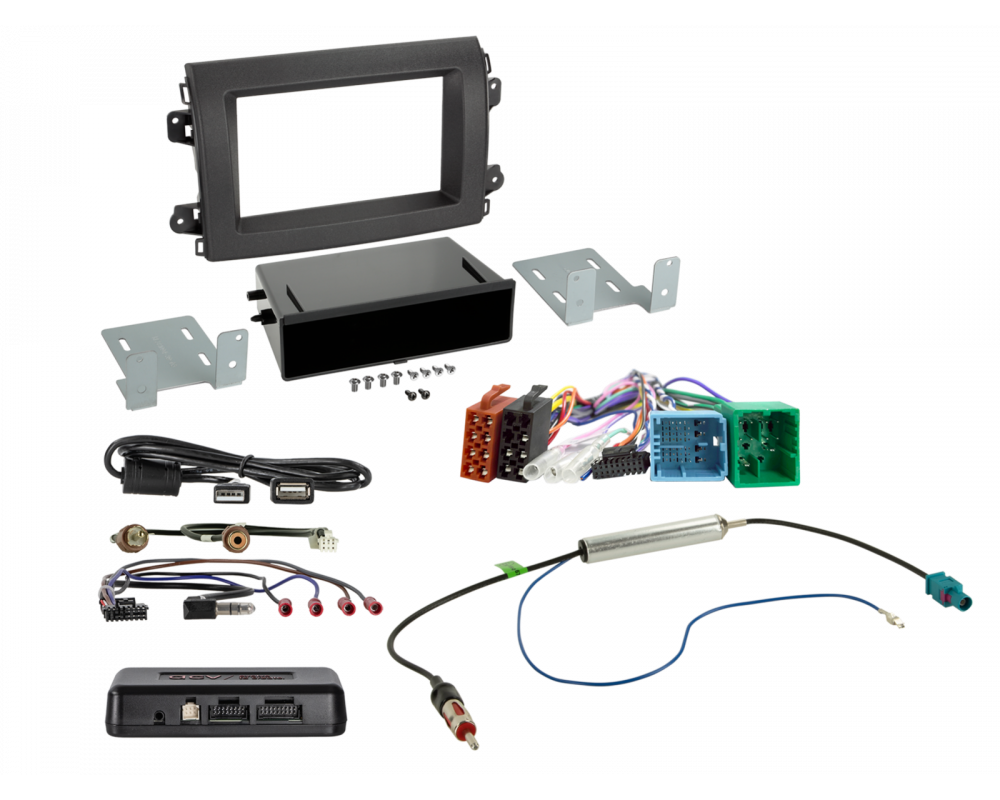 2-DIN-kit met opbergvak voor Citroën/Fiat/Opel 12-pins/32-pins i-adapter