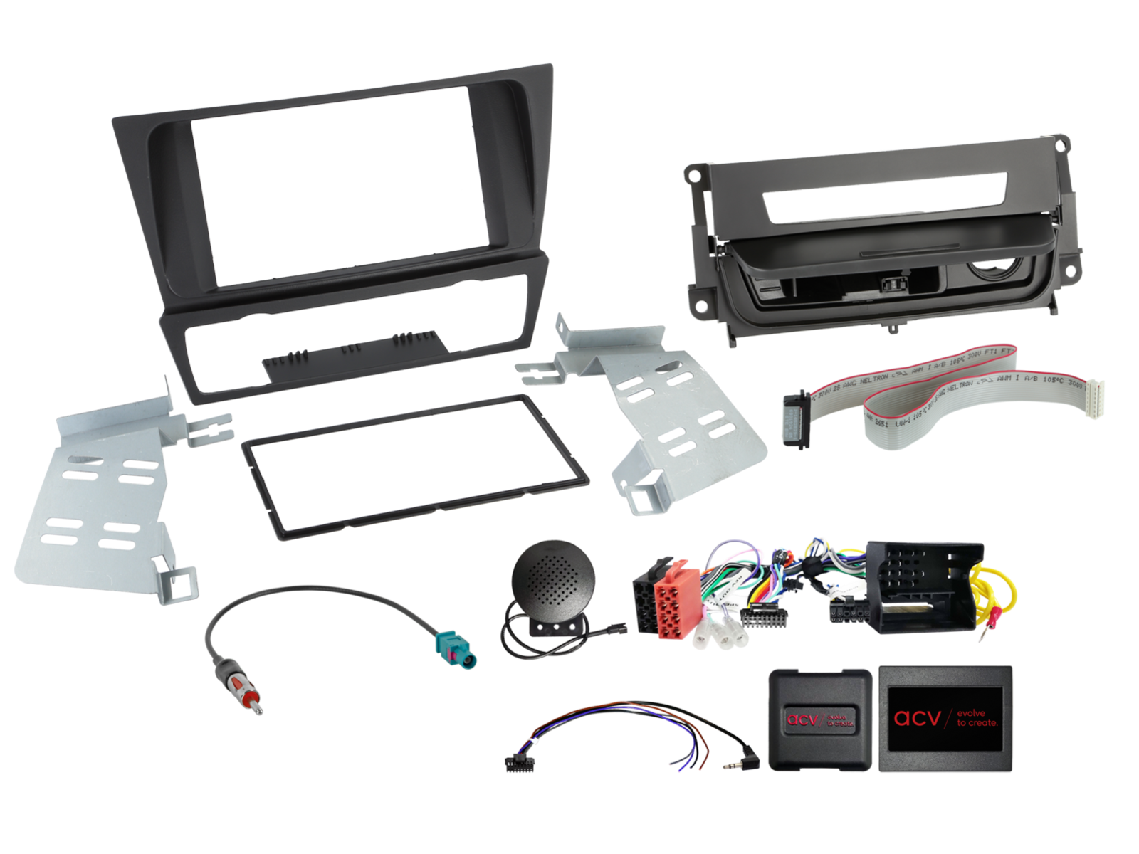 2-DIN KIT BMW 3series met smoker package zwart SWC/antenna