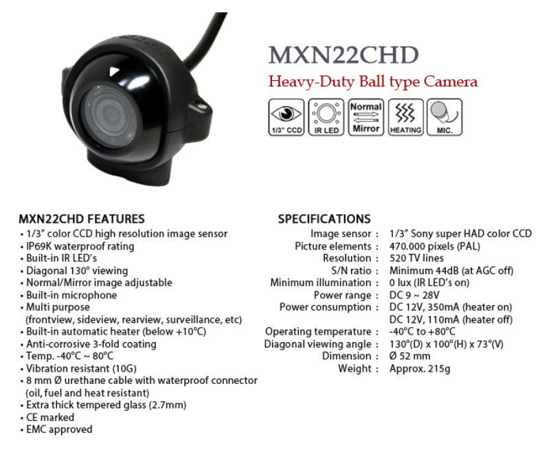 MXN 22 CHD heated infra red ball camera 130° IP-68