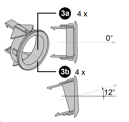 Set buitenmontageringen voor 18 mm parkeersensoren – 4× 0° en 4× 12° – artikel 6751034009 – afbeelding 3
