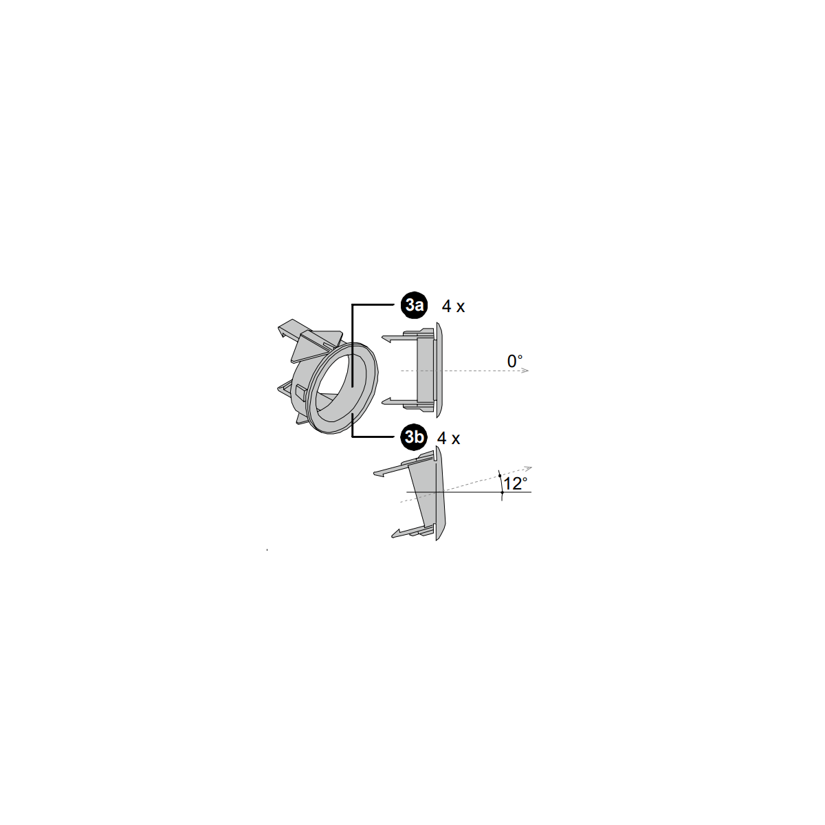 Set buitenmontageringen voor 18 mm parkeersensoren – 4× 0° en 4× 12° – artikel 6751034009 – afbeelding 4