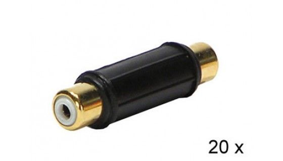 Audio adapter RCA F > RCA F zwart 20 stuks