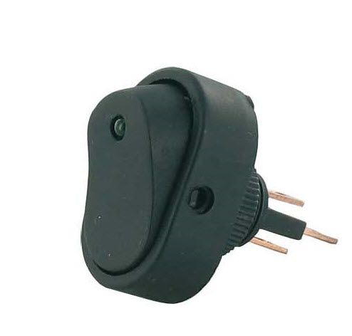Wipschakelaar ovaal led groen 12V/16amp Ø 12.5