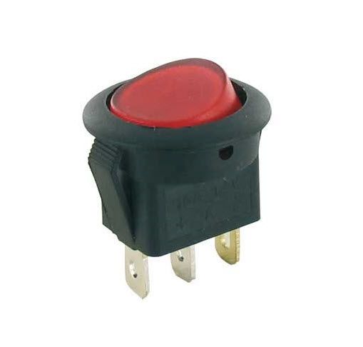 Wipschakelaar rood verlicht aan-uit 12V-10 ampére