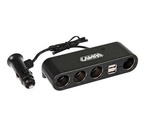 Lader 12/24V adapter 4x sig plug F  + 2 x usbA 5A  0.6m