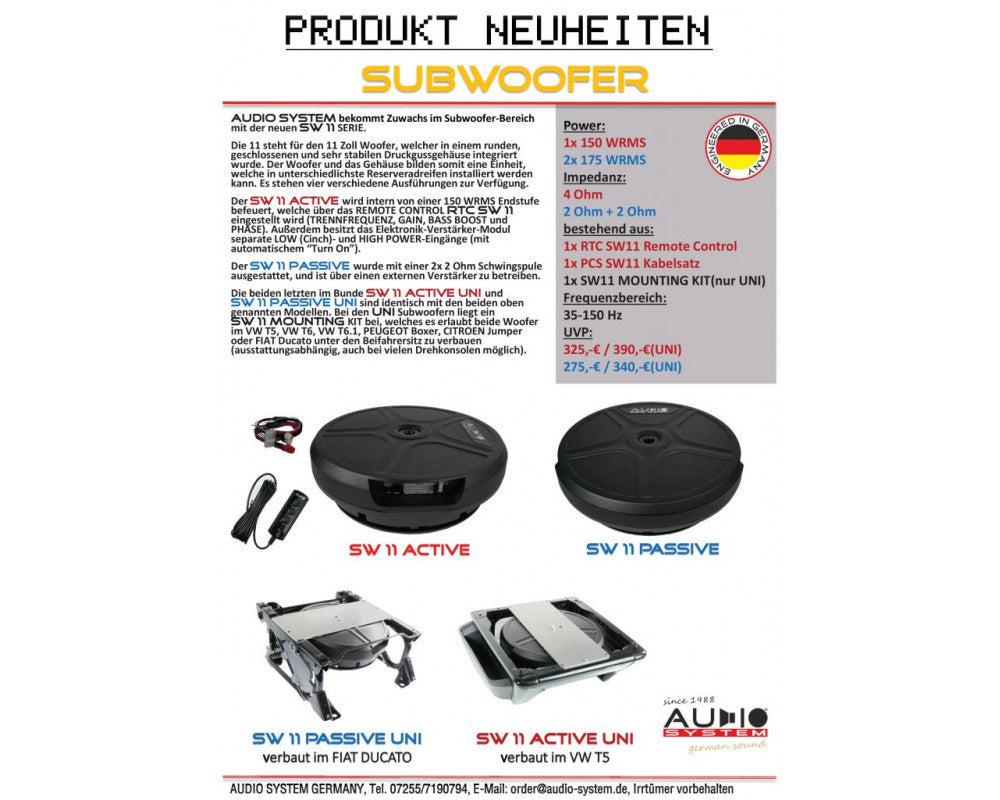 28 cm reservewiel subwoofer in aluminium behuzing met interne monoversterker + SW11 MOUNTING KIT afbeelding 4