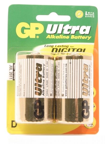 GP Ultra Alkaline LR20 (D Mono) grote staaf  blister 2 (13AU