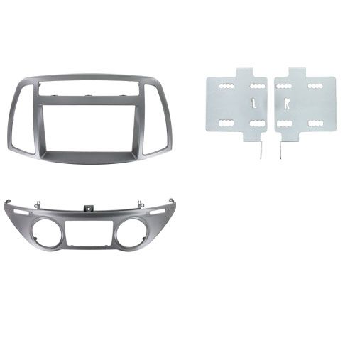 2-DIN frame Hyundai i20 12-14 autom airco  OEM paneel  zilve