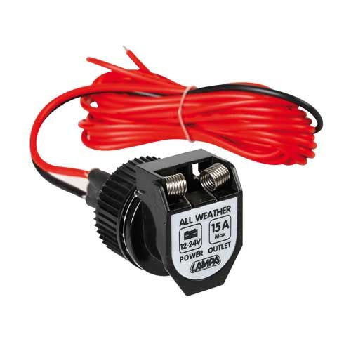 Lader 12v/24v inbouw sig plug F waterdicht 15A en 3.6m kabel