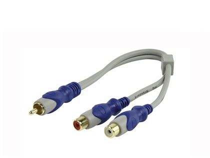 Audio adapterkabel 1x RCA M - 2x RCA F 0.3m Y adapter