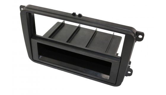 2-DIN frame Skoda  VW Golf 5-6 met bakje  zwart rubber touch