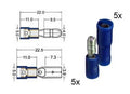 Kabelschoen rond  assortiment 5 man. + 5 vrouw. blauw 4mm