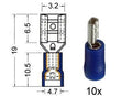 Kabelschoen schuif vrouwelijk  2.8 mm blauw 10 stuks
