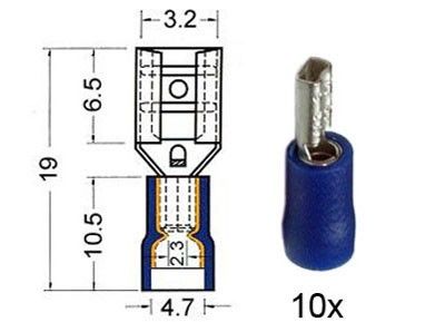 Kabelschoen schuif vrouwelijk  2.8 mm blauw 10 stuks