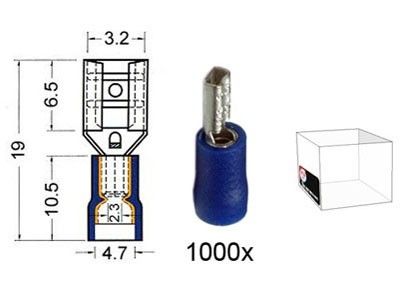 Kabelschoen schuif vrouwelijk  2.8 mm blauw 1000 stuks