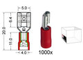 Kabelschoen schuif vrouwelijk  4.8 mm rood 250 stuks