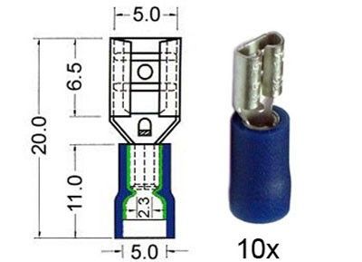 Kabelschoen schuif vrouwelijk  4.8 mm blauw 10 stuks