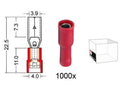 Kabelschoen cylindrisch vrouw. 4 0 mm rood 500 stuks