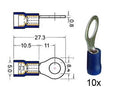 Kabelschoen ring  8 4mm blauw  10 stuks.