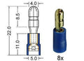 Kabelschoen rond  verguld 4 0 mm blauw  8 stuks.