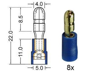 Kabelschoen rond  verguld 4 0 mm blauw  8 stuks.