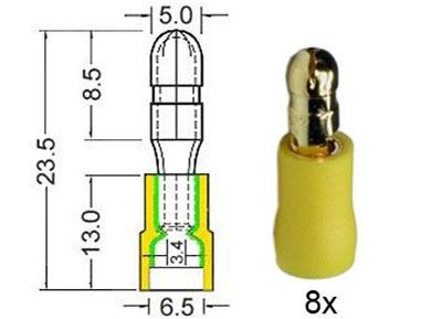 Kabelschoen rond  verguld 5 0 mm geel 8 stuks.