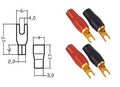 Kabelschoen vork  verguld  rood/zwart 4-6mm² diam 4 mm