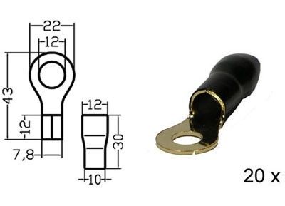 Kabelschoen ring  verguld  zwart 20mm² diam 10mm 20x