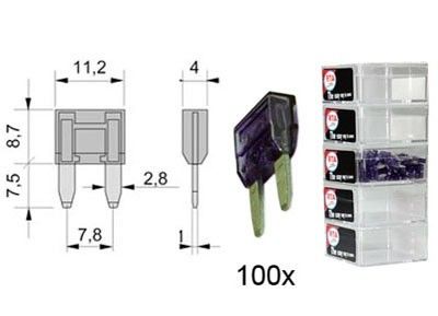 steekzekering MINI 3A VIOLET 100 stuks in een doosje