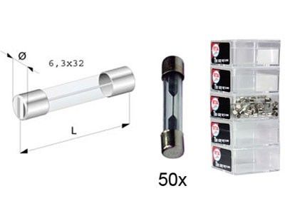 glas zekering rapid type 2A 6x32 mm 50 stuks in een doosje