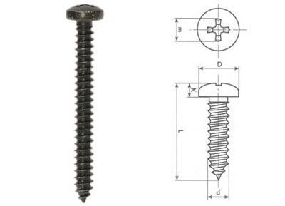 Zelftappende schroeven DIN7981   4 2 x 38 mm zwart  8 stuks